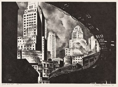 Mark Freeman, 2nd Avenue "El," lithograph, 1933.