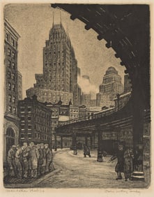 Harry LeRoy Taskey, Manhattan Street, lithograph, 1933-34.