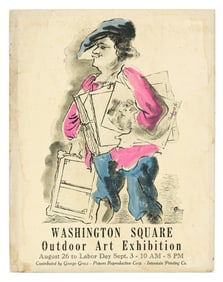 George Grosz, Washington Square Outdoor Art Exhibition, lithograph poster, printed on card, 1934.
