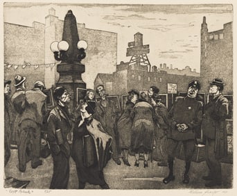 William Sharp, Left Bank, aquatint, 1938.