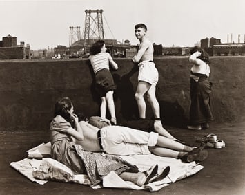 Walter Rosenblum, Tar Beach, Pitt Street, New York, silver print, 1938; printed 1960s.