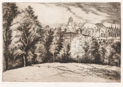 Isaac Friedlander, Up in Central Park, etching and drypoint, 1943.