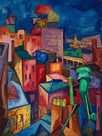 Seymour Franks, Christopher Street Docks, watercolor on paper, 1945.