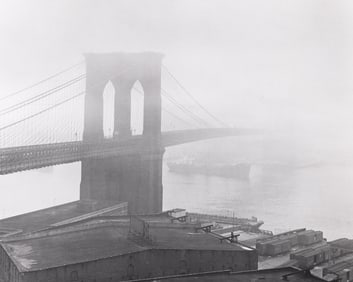 Andreas Feininger, Brooklyn Bridge, silver print, 1948; printed 1980s.
