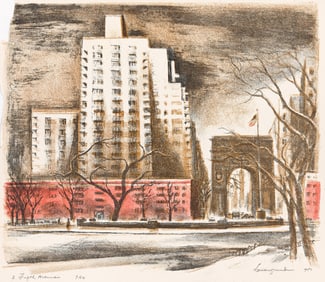 Margaret Lowengrund, group of three lithographs of New York, Circa 1951.