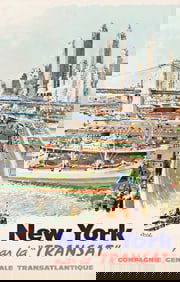 Albert Brenet, New York Par La "Transat," offset lithograph poster, circa 1955.