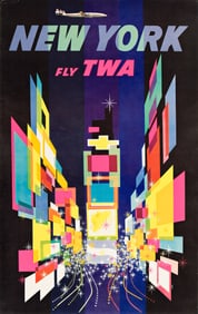 David Klein, New York / Fly TWA, lithograph and screenprint poster, 1956.