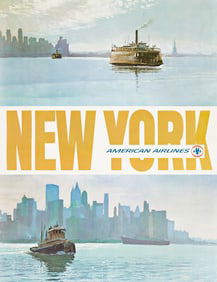 Designer Unknown, New York / American Airlines, offset lithograph poster, circa 1960.