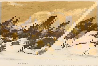 Adolf Dehn, Central Park Winter, lithograph, 1965.