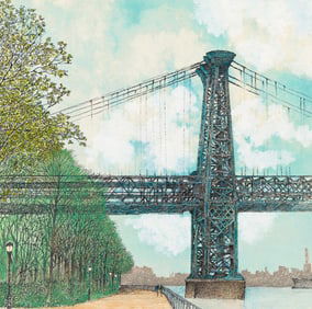 Albert Lorenz, Williamsburg Bridge, mixed media, circa 1968.