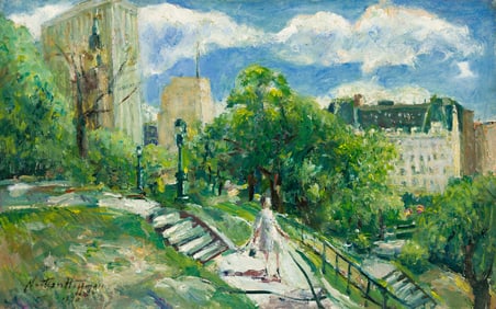 Nathan Hoffman Central Park Looking Southeast, oil on board, 1970.