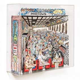 Red Grooms, Deli, three-dimensional hand-cut color lithograph, 2004.