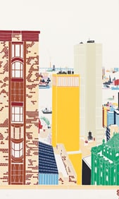 Mori Shizume, New York Skyline, complete set of 6 color screenprints, 1979.