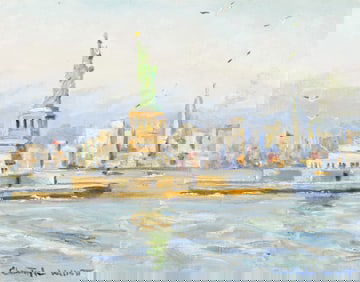 Christopher Willett, Afternoon, New York Harbor, oil on canvas.