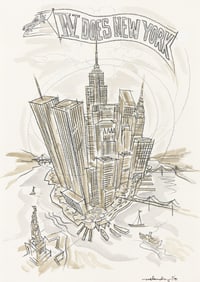 Robert Melendez, W does New York, Prisma pencil and gouache on wove cardstock, 1991.