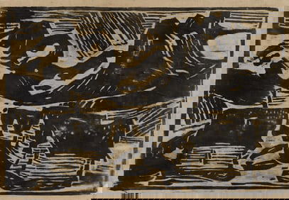 William H. Johnson, (1901-1970), Chalets by Jestedal Glacier (Norway Scene), circa 1938.