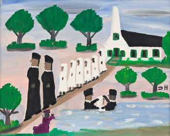 Clementine Hunter (1886-1988), The Baptizing, circa 1960.