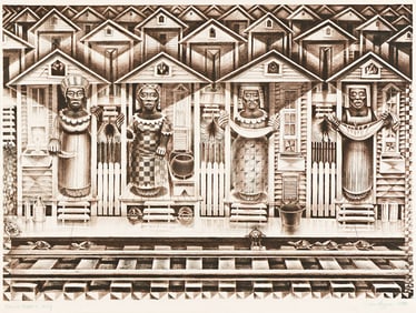 John Biggers (1924-2001), Four Seasons (Double-Sided), 1990.