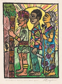 Ashley Bryan (1923-2022), Neighbors Knock, Bam! Bam! Bam!, 1998.