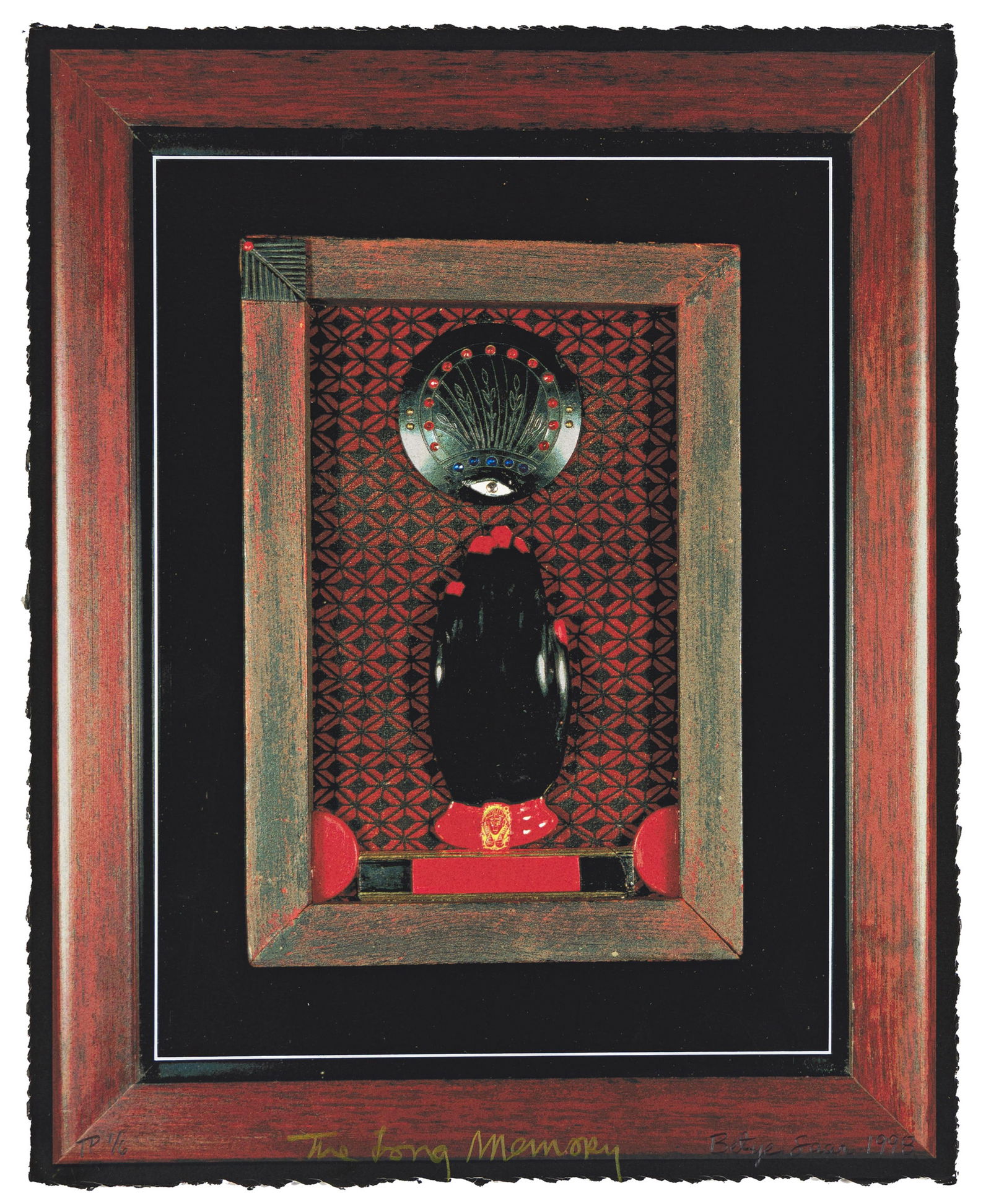 Betye Saar (1926-), The Long Memory, 1998.: Betye Saar(1926-)The Long Memory.Color screenprint, 1998.Trial proof, aside from the edition of 100. Signed, titled and dated in gold ink, lower right. Inscribed "T.P." and numbered 1/6 in pencil, low