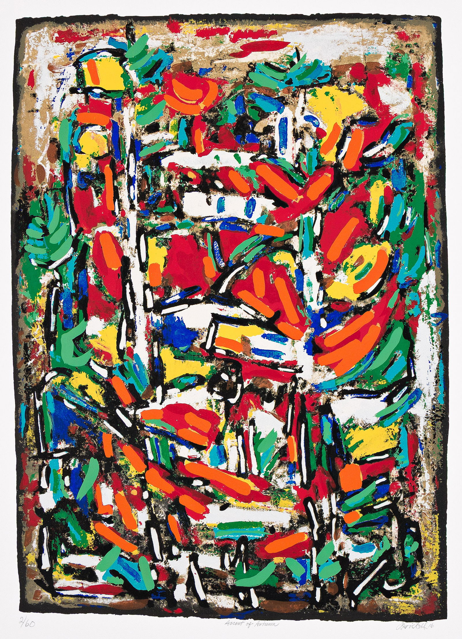 David C. Driskell (1931-2020), Accent of Autumn, 2016.: David C. Driskell(1931-2020)Accent of Autumn.Color screenprint on Somerset paper, 2016.Signed, titled, dated and numbered 2/60 in pencil, lower margin. Printed by Curlee R. Holton at Raven Fine Art Ed
