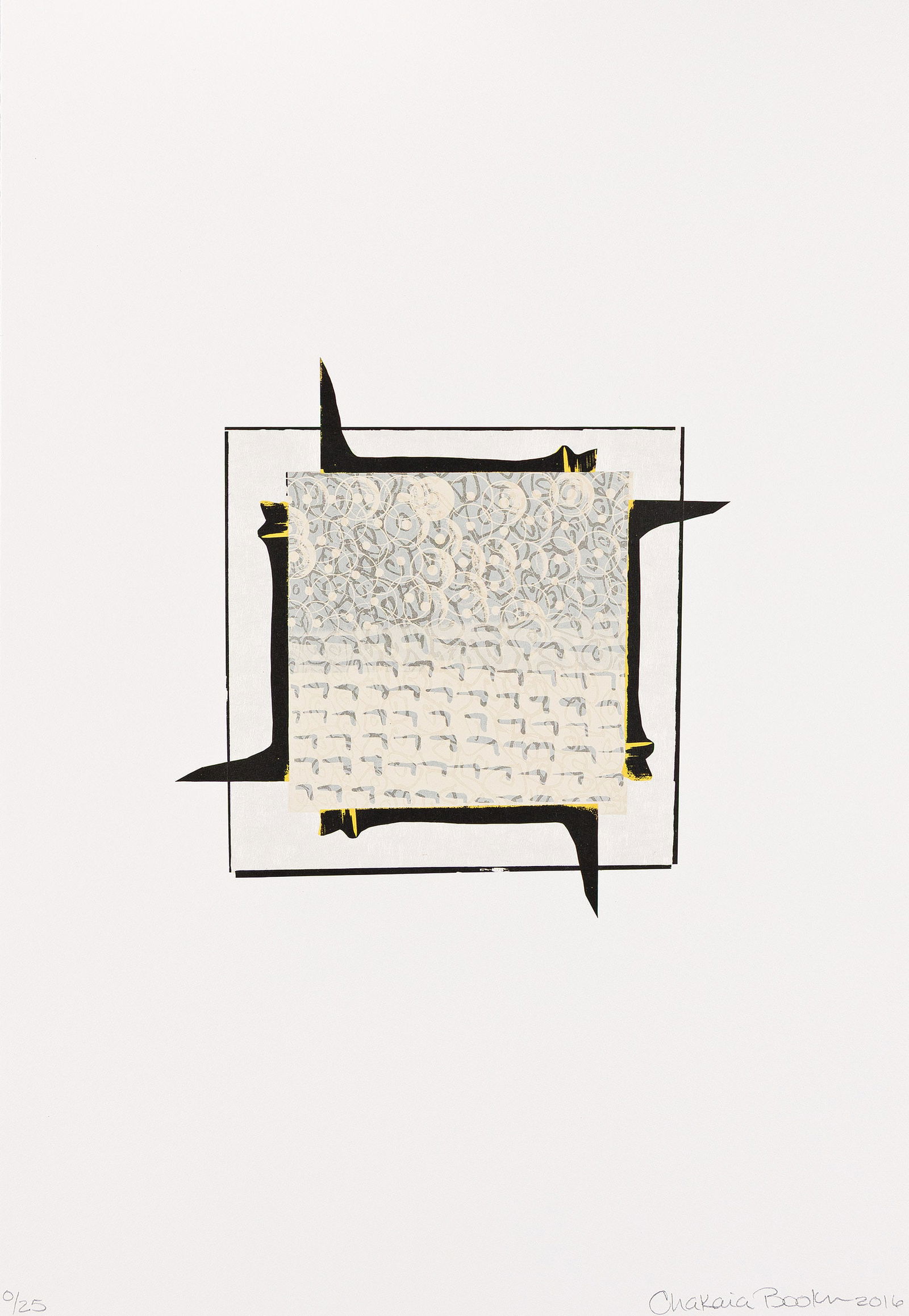 Chakaia Booker (1953-), Untitled, 2016.: Chakaia Booker(1953-)Untitled.Lithograph and chine collÈ on cream wove paper, 2016.Signed, dated and numbered 10/25 in pencil, lower margin. Printed and published by EFA Robert Blackburn Printmak