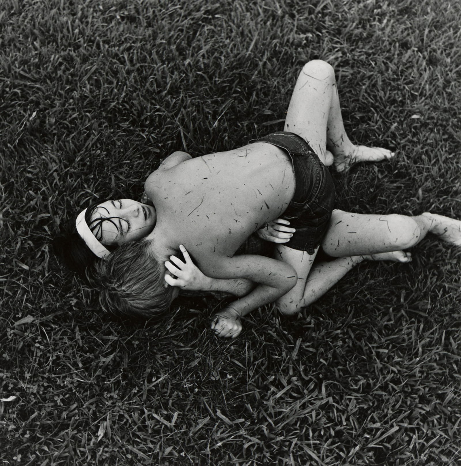 Emmet Gowin. Nancy and Dwayne, Danville, Virginia. 1970.: Emmet Gowin1941-Nancy and Dwayne, Danville, Virginia. 1970.Silver printWith Gowin's signature in pencil on mount recto.The image 6 1/2 inches (16.5 cm.) square, the mount 17x14 inches (43.8x35.6 cm.)
