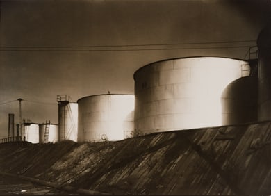 Margaret Bourke-White. Oil storage tanks, Standard Oil Company of Ohio. Circa 1934.