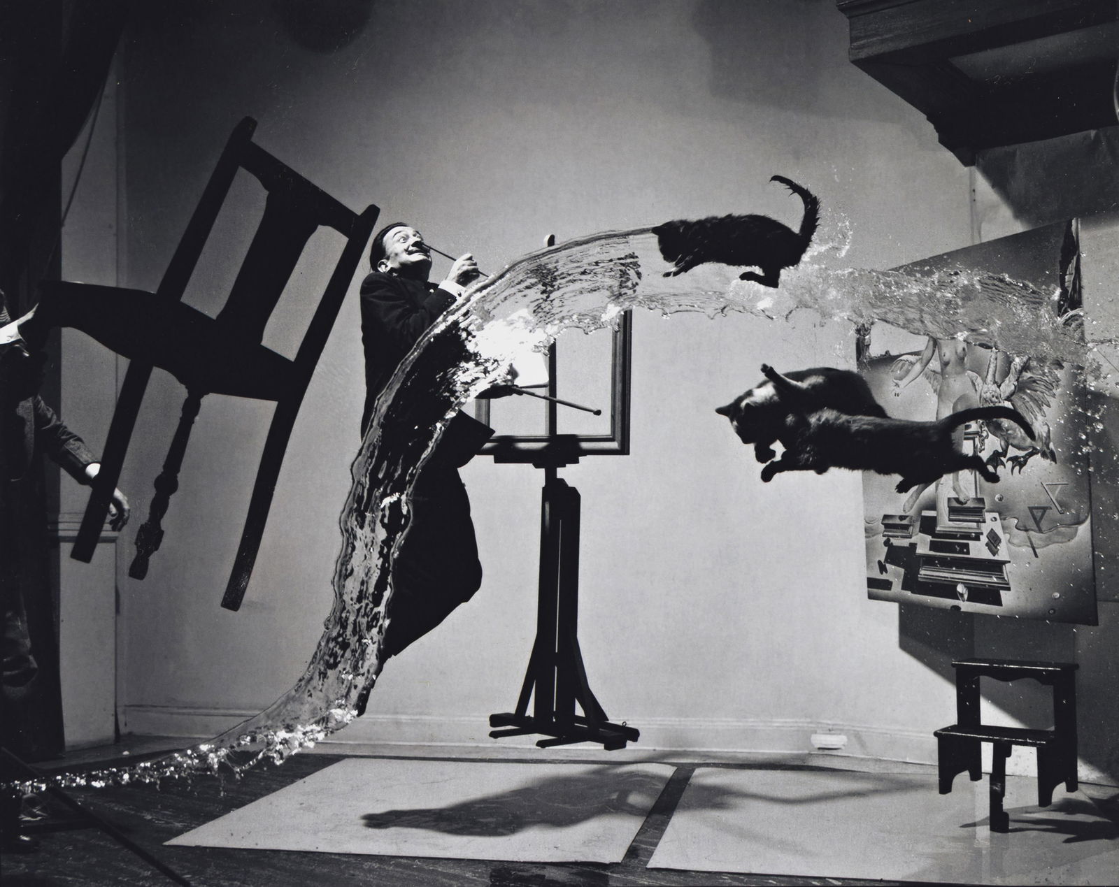 Philippe Halsman, Dali Atomicus. 1948; printed 1970s.: Philippe Halsman1906-1979Dali Atomicus. 1948; printed 1970s.Silver printWith Halsman's copyright stamp and a Camera Press Ltd., London stamp on verso.The image 8 5/8 x 10 3/4 in. (21.9 x 27.3 cm.), th
