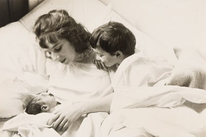 Robert Frank. Mary and Pablo watching newborn Andrea. Circa 1954.