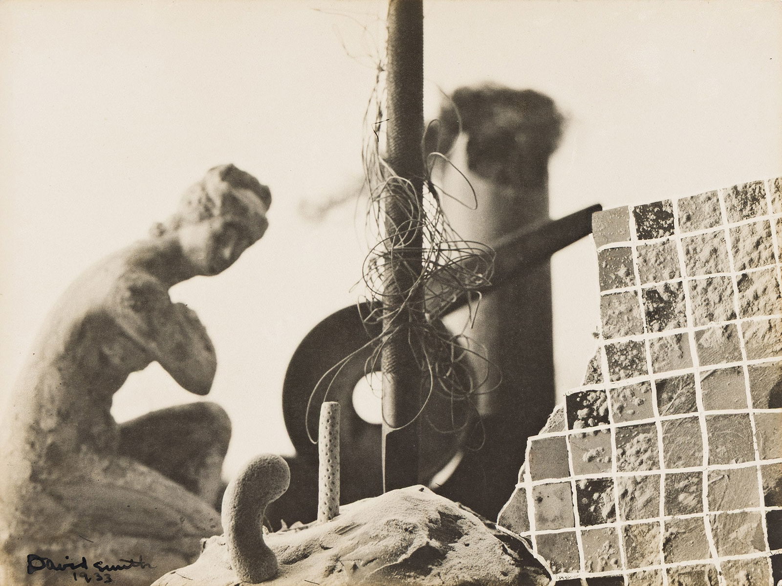 David Smith. Untitled (tableau). 1933.: David Smith1906-1965Untitled (tableau). 1933.Silver printWith Smith's signature and date in ink on recto.The image 7 1/4 x 9 3/4 in. (18.4 x 24.8 cm.) Provenance:Matthew Marks Gallery, New