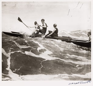 Jacques-Henri Lartigue. Rico Broadwater, Gugy Kahn, and Lisbeth Thomas, Deauville. 1917; printed