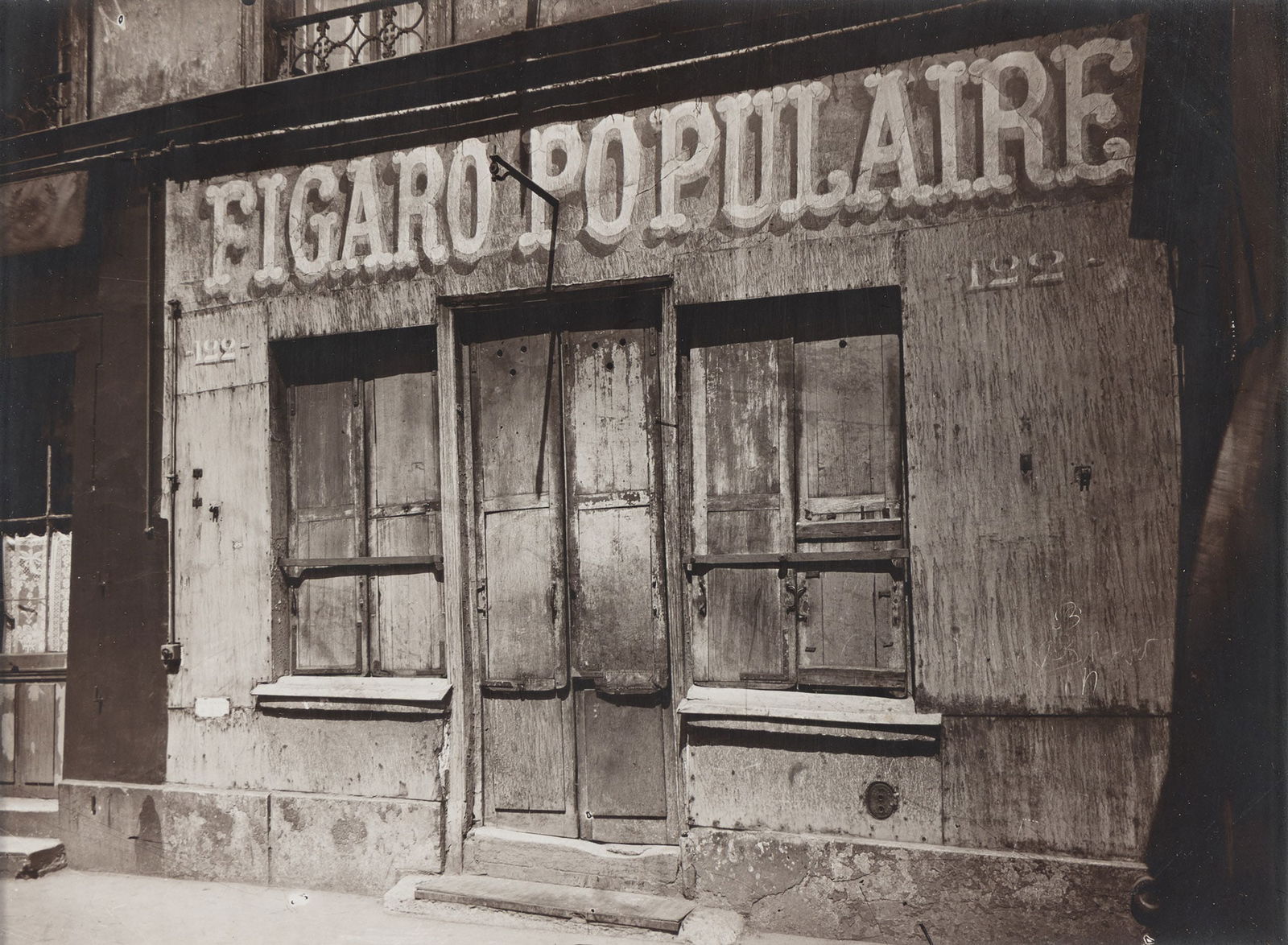 EugËne Atget. SalÛn Figaro Populaire, ParÌs. 1924-25; printed circa 1930 by Berenice: EugËne Atget1857-1927SalÛn Figaro Populaire, Boulevard de la Villette 122, Paris. 1924-25; printed circa 1930 by Berenice Abbott.Silver printWith the "Photograph by Eugene Atget Copyright: B