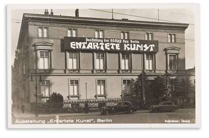 A selection of 10 real photo postcards documenting the "Die Ausstellung Entartete Kunst [Degenerate