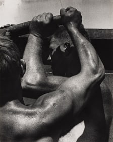 Jakob Tuggener. Schiffsnieter im Basler Rheinhafen [Ship riveters in Basel's Rhine harbor]. 1947;