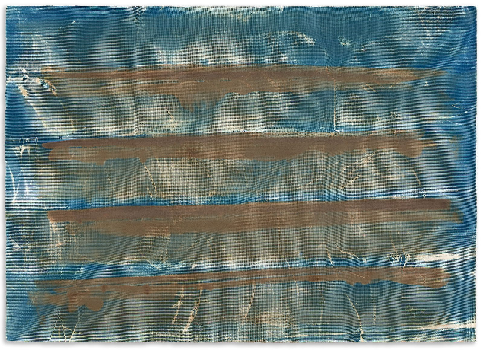 Barbara Kasten. Photogenic Painting 74. 1974.: Barbara Kasten1936-Photogenic Painting 74. 1974.Unique Cyanotype, Vandyke photogramWith Kasten's signature and date in pencil on recto; framed.The image 29 1/4 x 41 in. (74.3 x 104.1 cm.) Proven