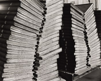 Abelardo Morell. Four Stacks of Bound Newspapers. 2001.