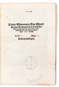 Alfonso X of Castile. Tabule Astronomice Divi Alfonsi Regis Romanoru[m] et Castelle. Venice: Petrus
