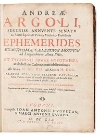 Andrea Argoli. Ephemerides. Leiden: Ioan. Antonii Huguetan & Marci Antonii Ravand, 1659.
