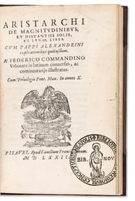 Aristarchus of Samos. De Magnitudinibus et Distantiis Solis et Lunae Liber. Pesaro: Apud Camillum