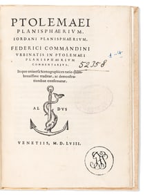 Federico Commandino. Ptolemaei Planisphaerium. Iordani Planisphaerium. Venice: [Paolo Manuzio],