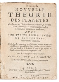 NoÎl Duret. Nouvelle Theorie des Planetes. Paris: Chez Gervais Alliot, 1635.