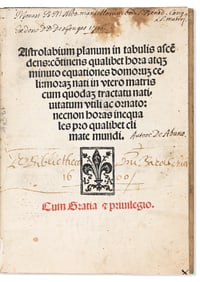 Johannes Engel [aka Angelus]. Astrolabium Planum in Tabulis Asce[n]dens. Venice: Antonium de Giunta,