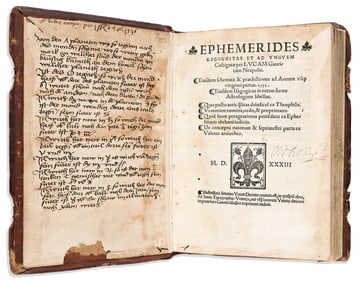 Luca Gaurico. Ephemerides Recognitae et ad Unguem Castigatae. Venice: Ab Iunta Typographus, 1533.