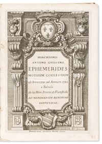 Antonio Ghislieri. Ephemerides Motuum Coelestium [and] Continuatio Ephemeridum. Bologna: Apud