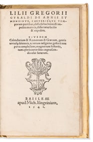 Lilio Gregorio Giraldi. De Annis et Mensibus. Basel: Apud Mich. Isingrinium, 1541.