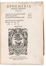 Edmond Halley & Joannes Stadius. Ephemeris Anno Christi 1554. Edmond Halley's Copy. Cologne: Apud