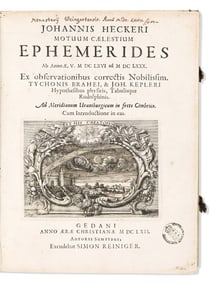 Johann Hecker. Motuum Caelestium Ephemerides. Gdansk: Autoris Sumptibus, excudebat Simon Reinger,