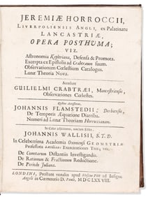 Jeremiah Horrocks. Opera Posthuma; viz. Astronomia Kepleriana, Defensa & Promota. London: Prostant