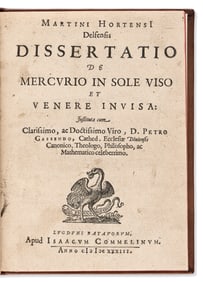 Martin Hortensius [aka van den Hove]. Delfensis Dissertatio de Mercurio in Sole Viso et Venere